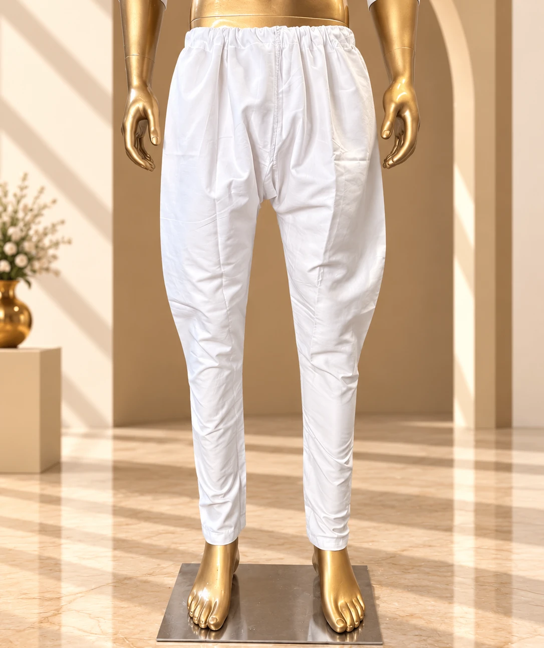 White Classic Churidar Pajama - view 1