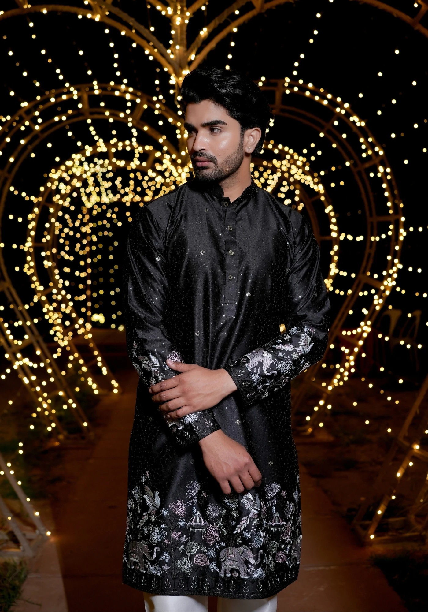 Black Gulnaar Gulbaagh Embroidered Kurta - view 4