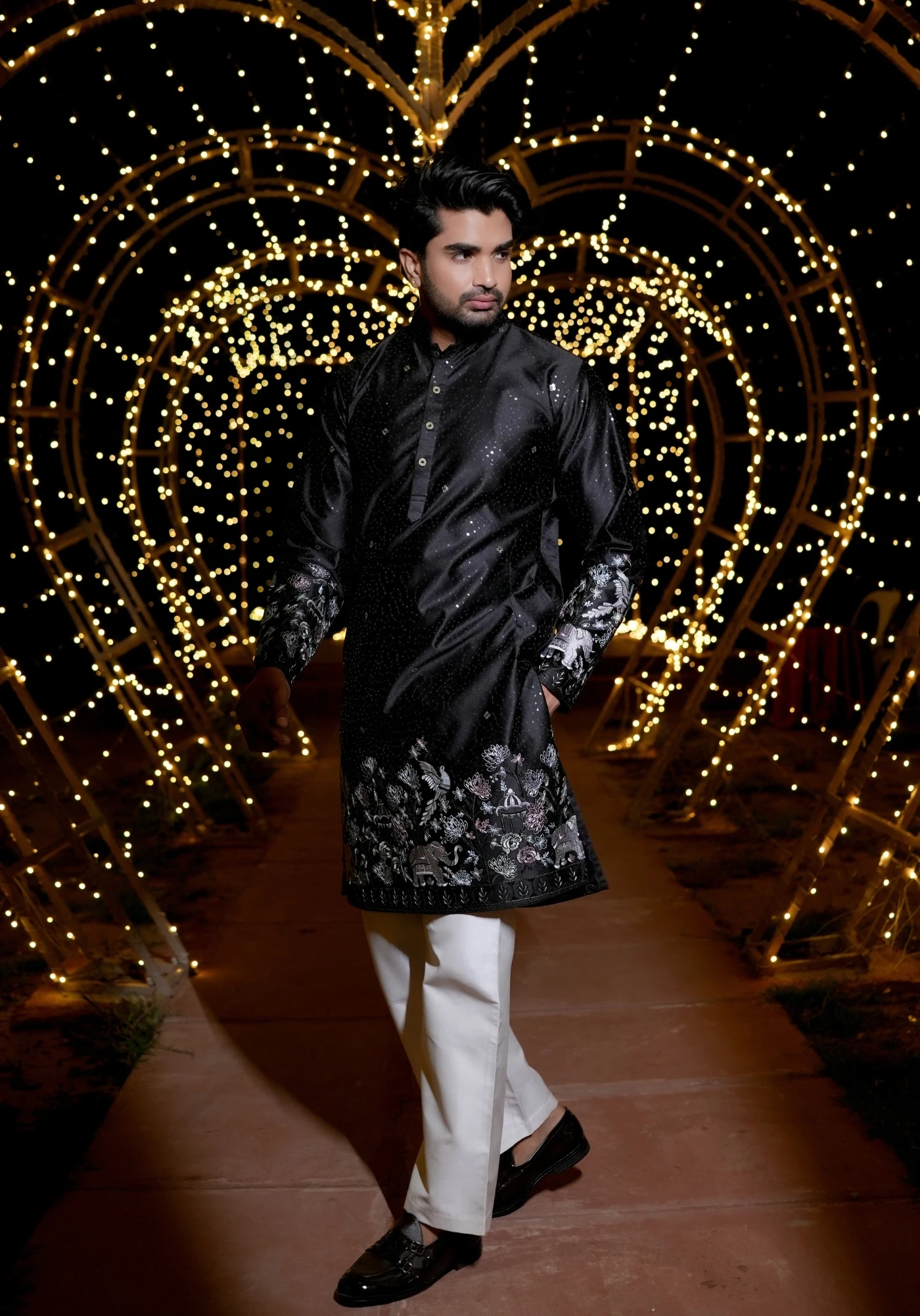 Black Gulnaar Gulbaagh Embroidered Kurta - view 5