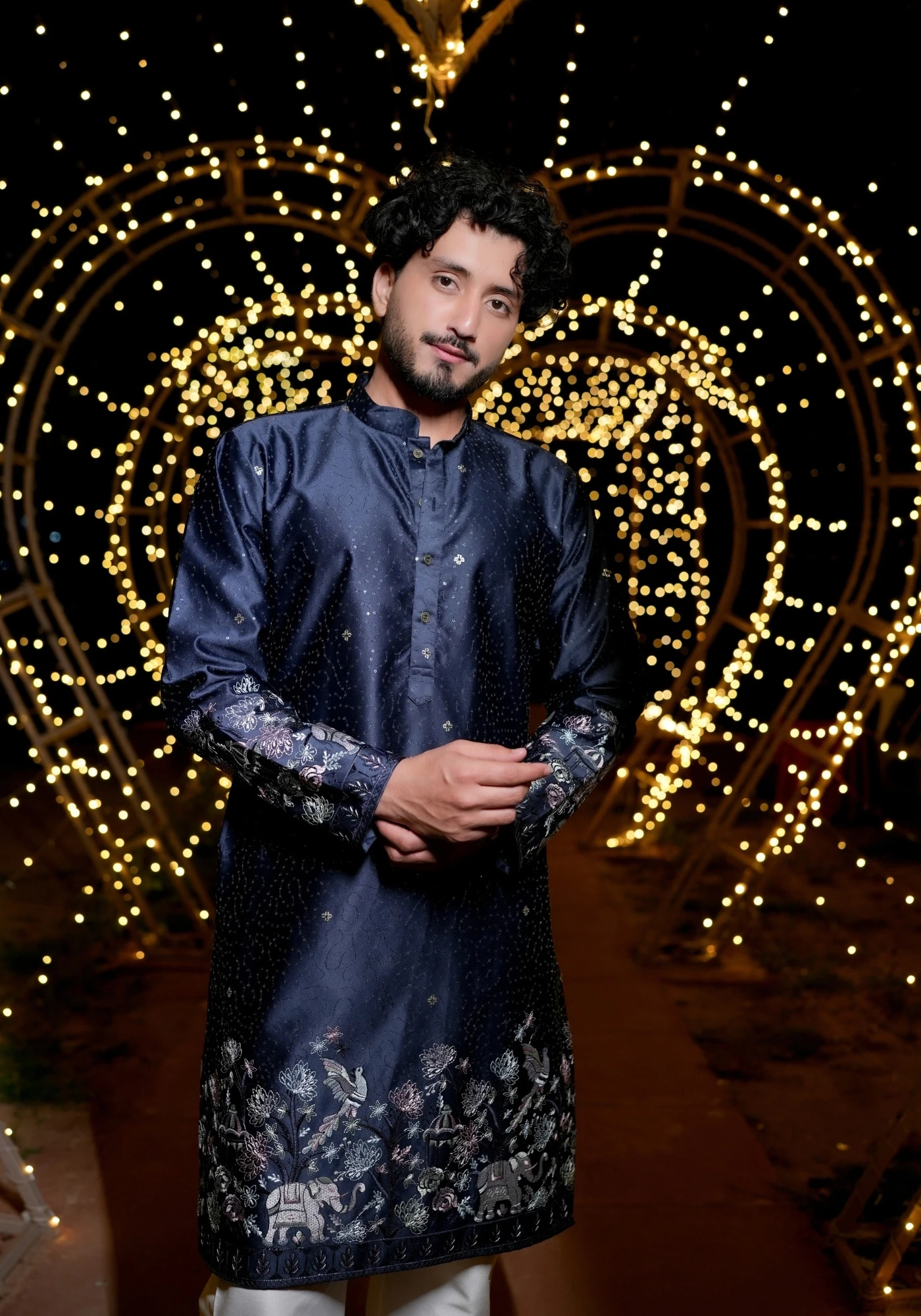 Blue Gulnaar Gulbaagh Embroidered Kurta - view 1