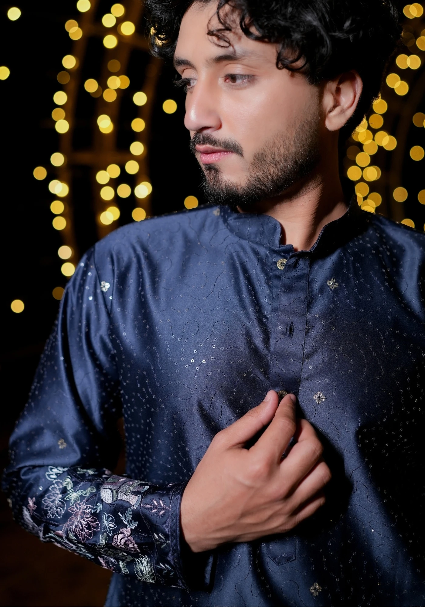Blue Gulnaar Gulbaagh Embroidered Kurta - view 4