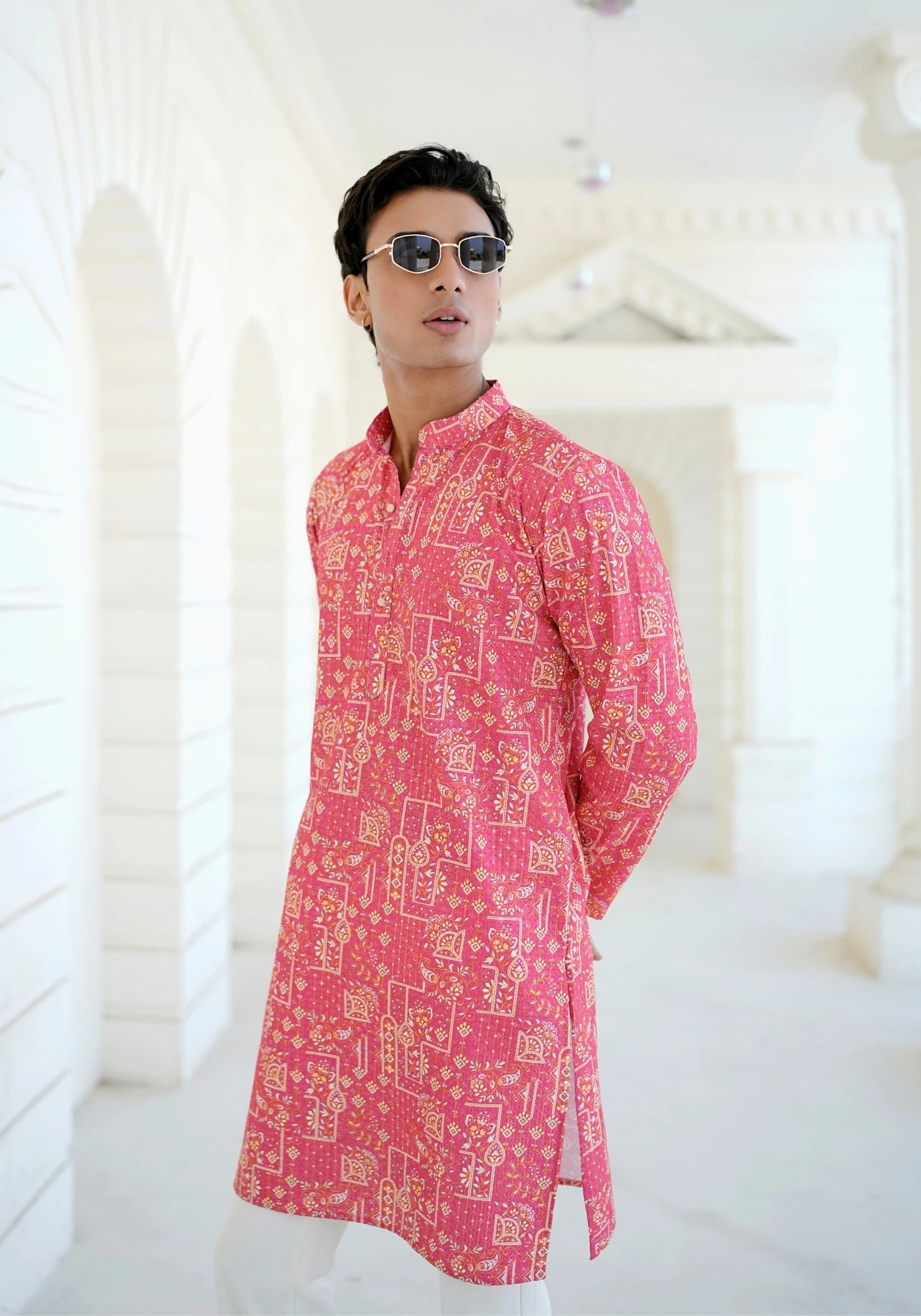 Hot Pink Raang Katha Chitralekha Printed Kurta - view 4