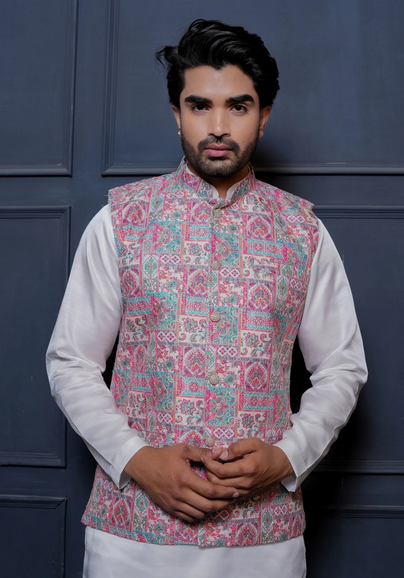Blush Pink Riwaayat Sequin Embroidered Koti with Kurta - view 4