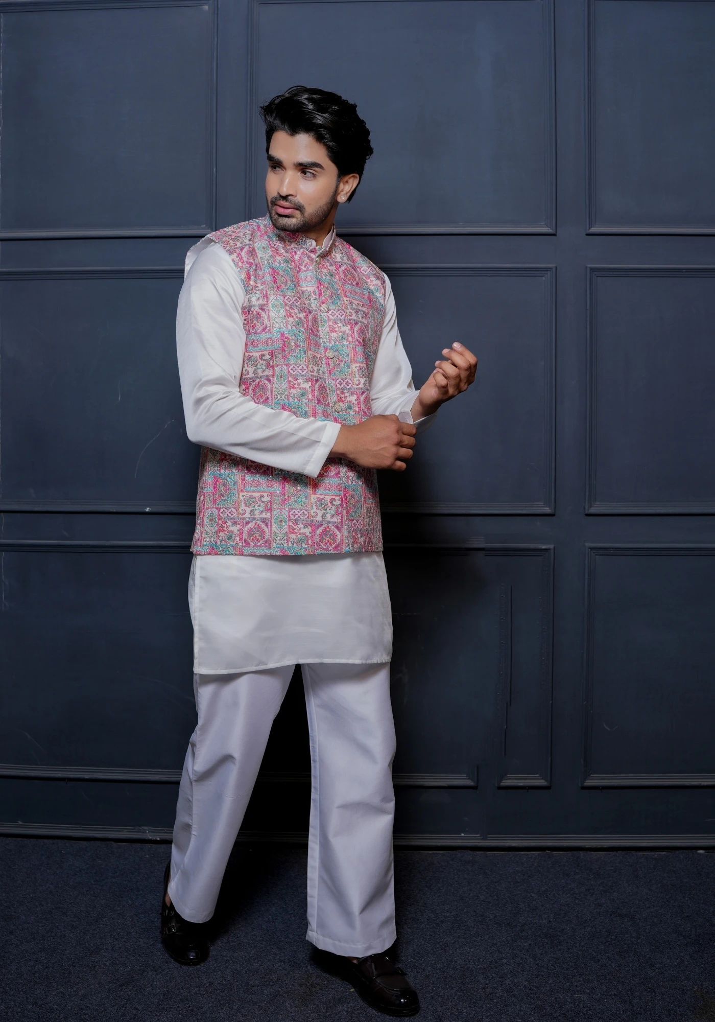 Blush Pink Riwaayat Sequin Embroidered Koti with Kurta - view 5