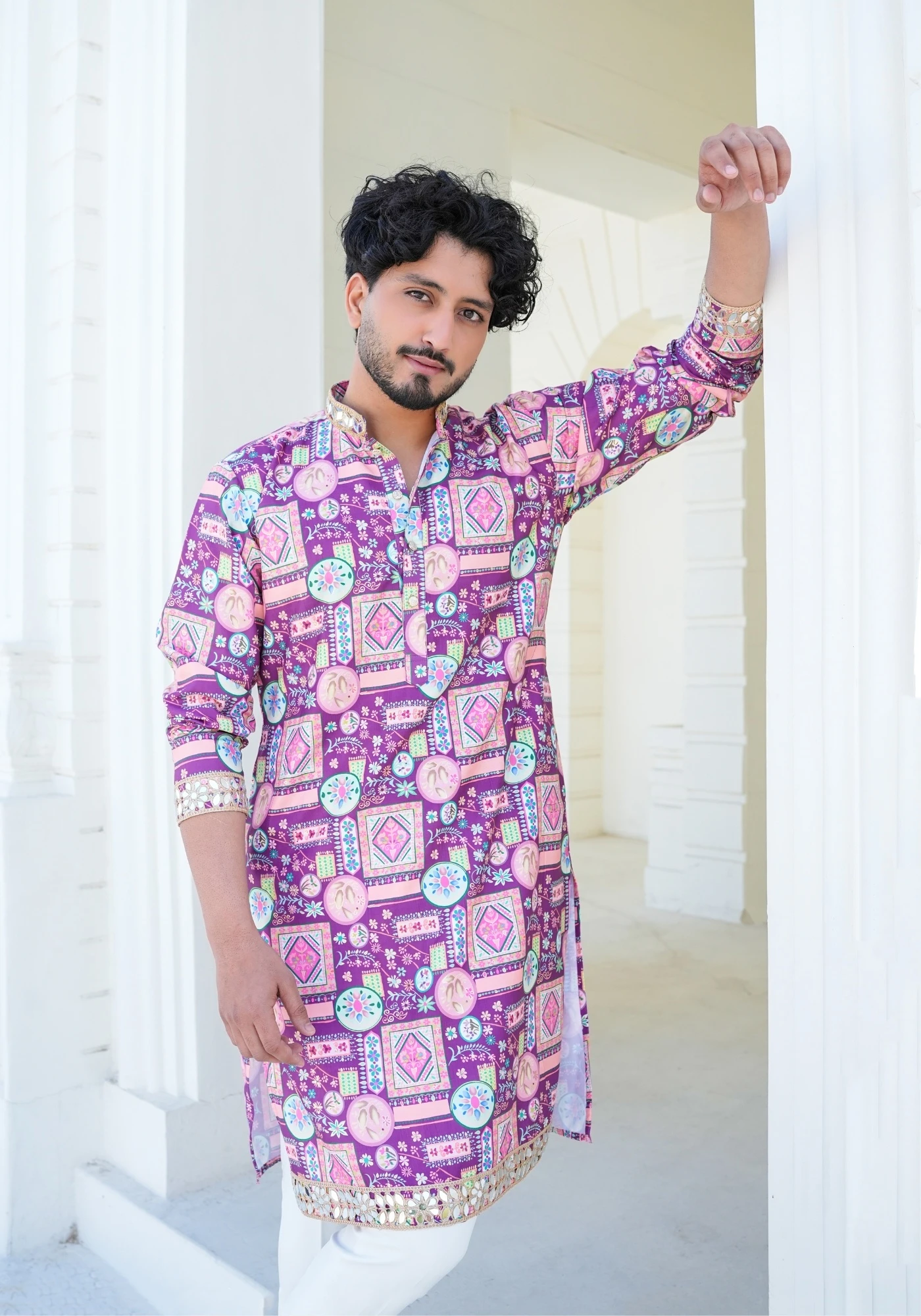 Orchid Purple Raang Katha Aaina Printed Kurta - view 1