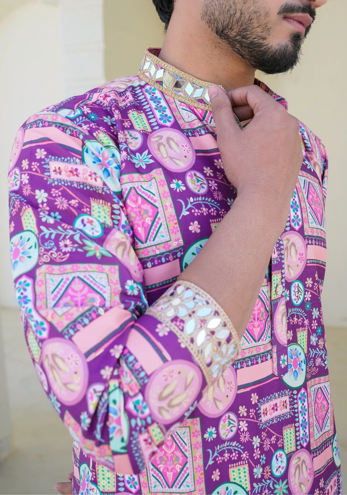 Orchid Purple Raang Katha Aaina Printed Kurta - view 2