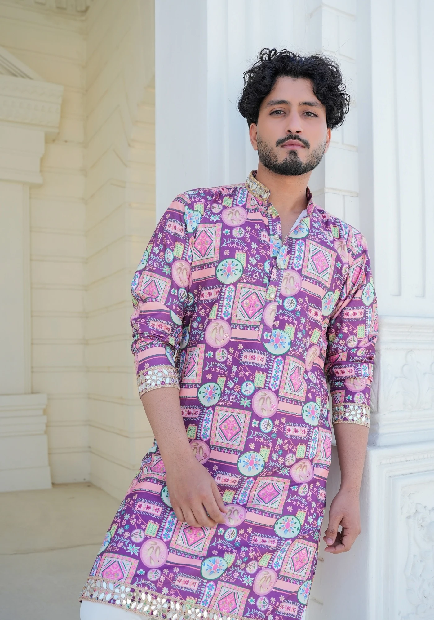 Orchid Purple Raang Katha Aaina Printed Kurta - view 4