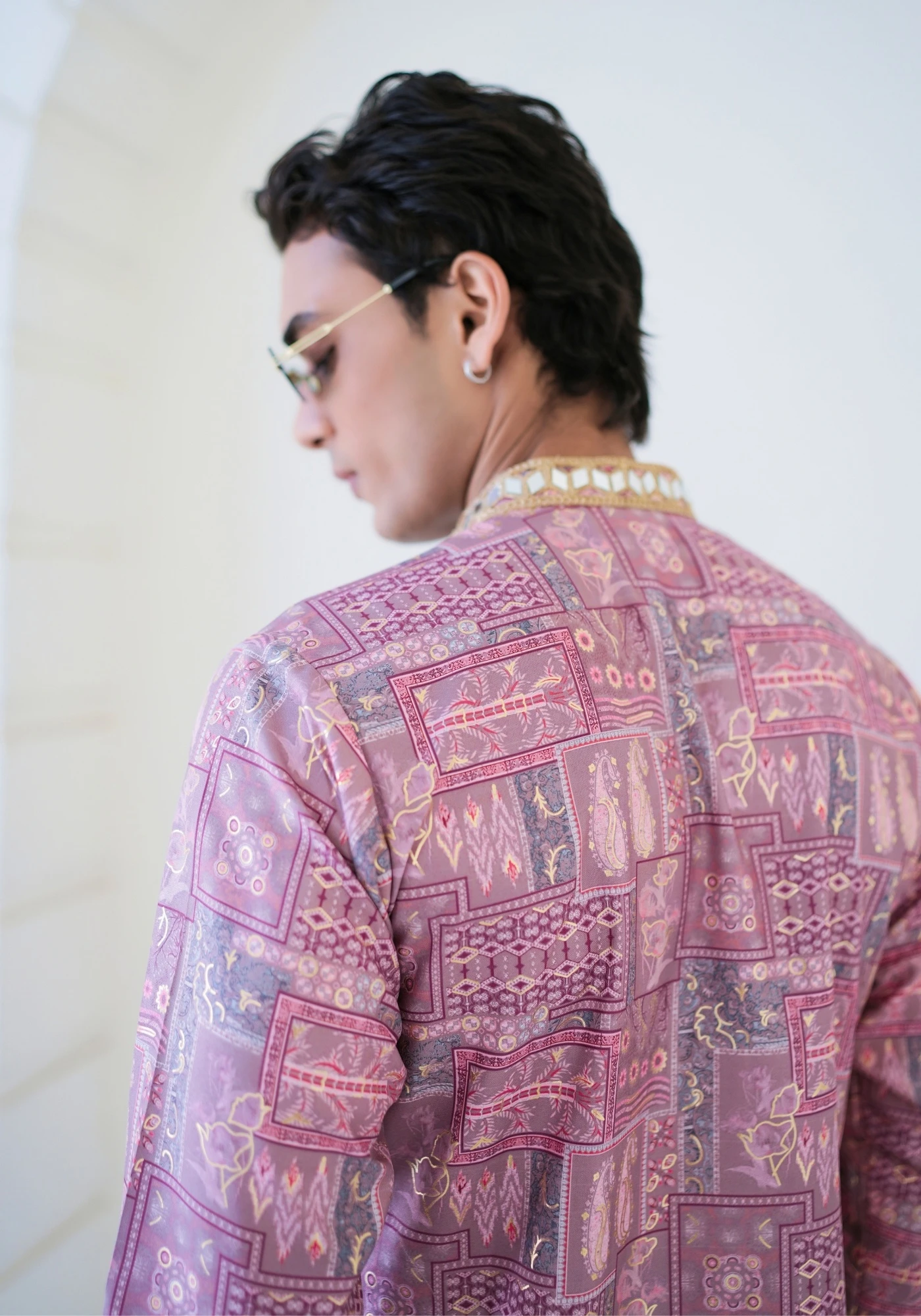 Lavender Raang Katha Aaina Printed Kurta - view 3