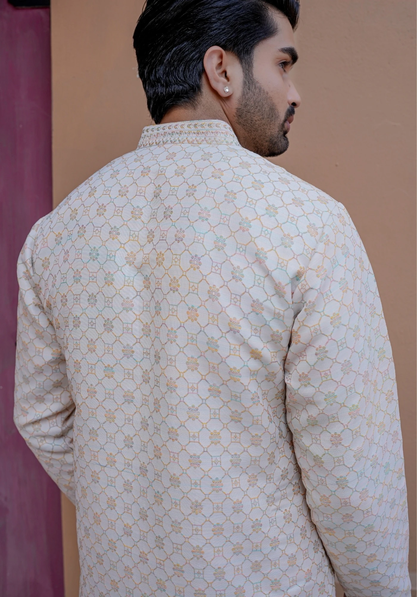 Cream Nazakat Belrekha Jacquard Kurta - view 3