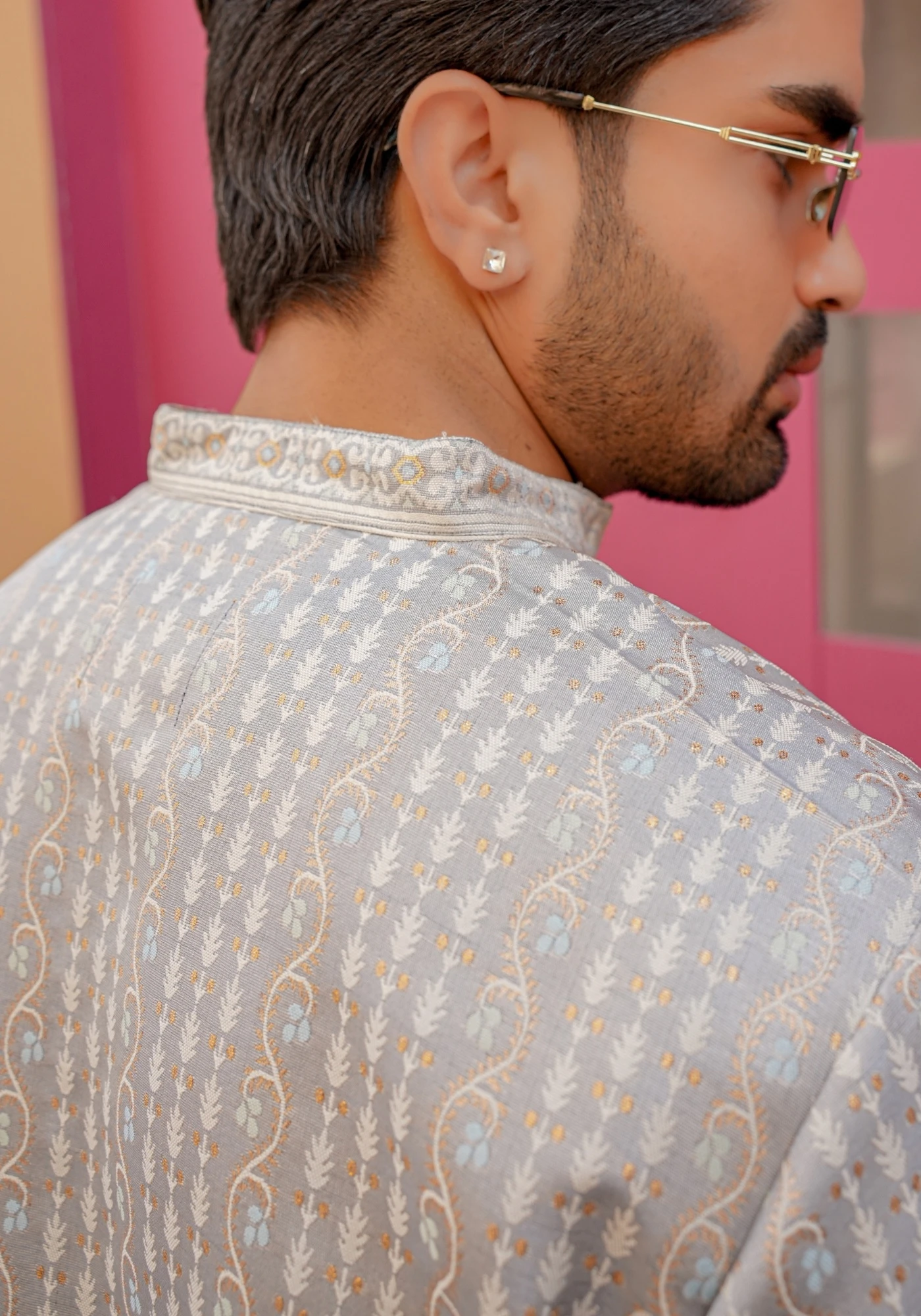 Grey Nazakat Belrekha Jacquard Kurta - view 3