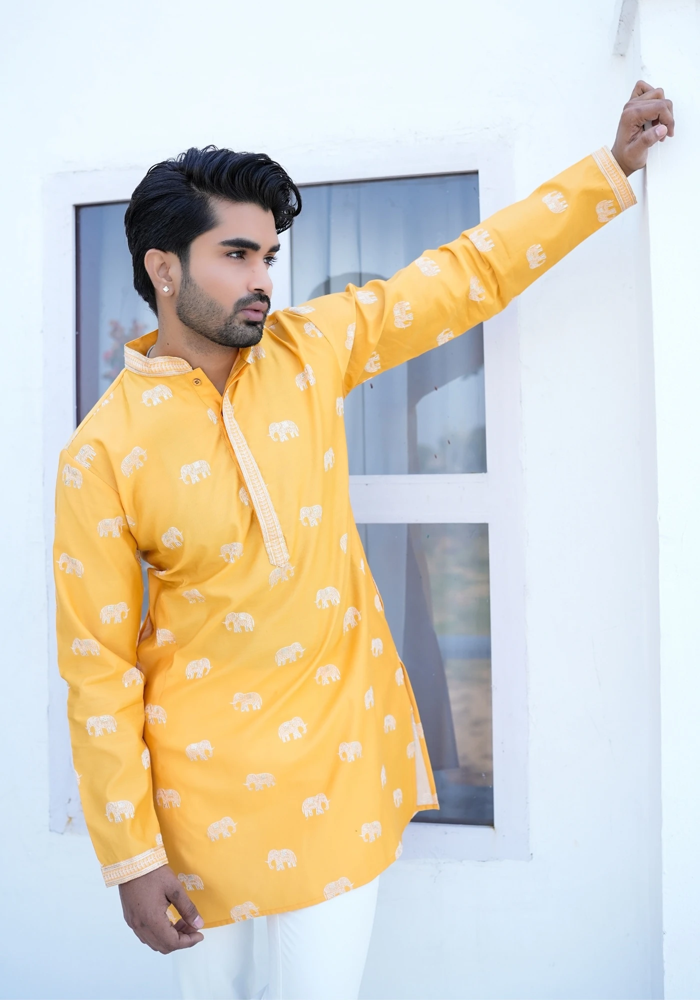 Mustard Yellow Raang Katha Gajrekha Embroidered Kurta - view 4