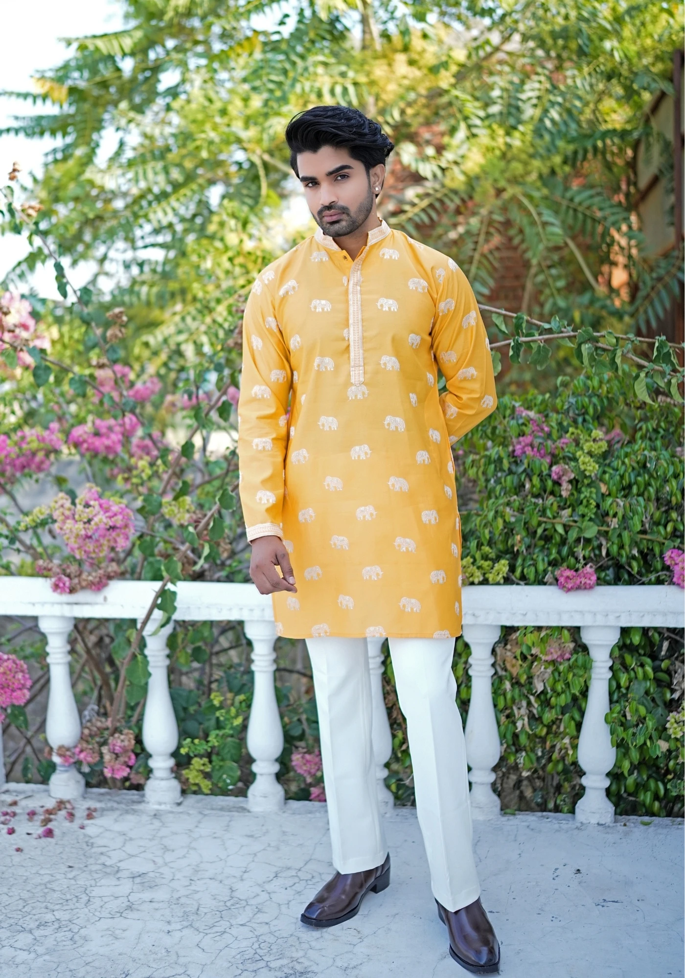 Mustard Yellow Raang Katha Gajrekha Embroidered Kurta - view 5