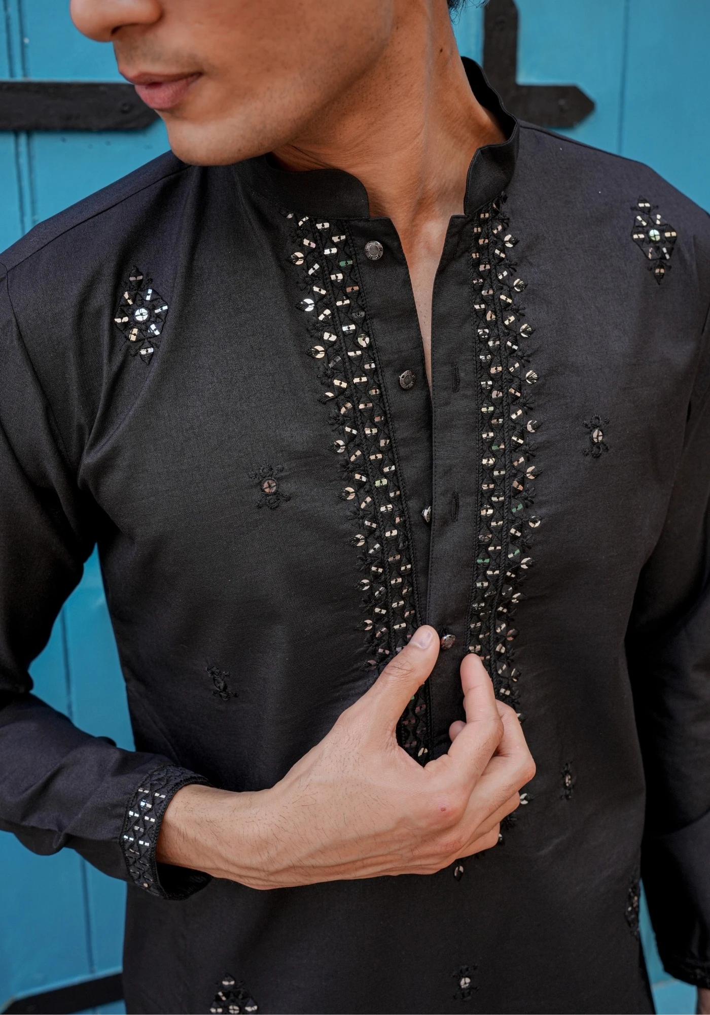 Black Gulnaar Nakshatra Embellished Kurta - view 2