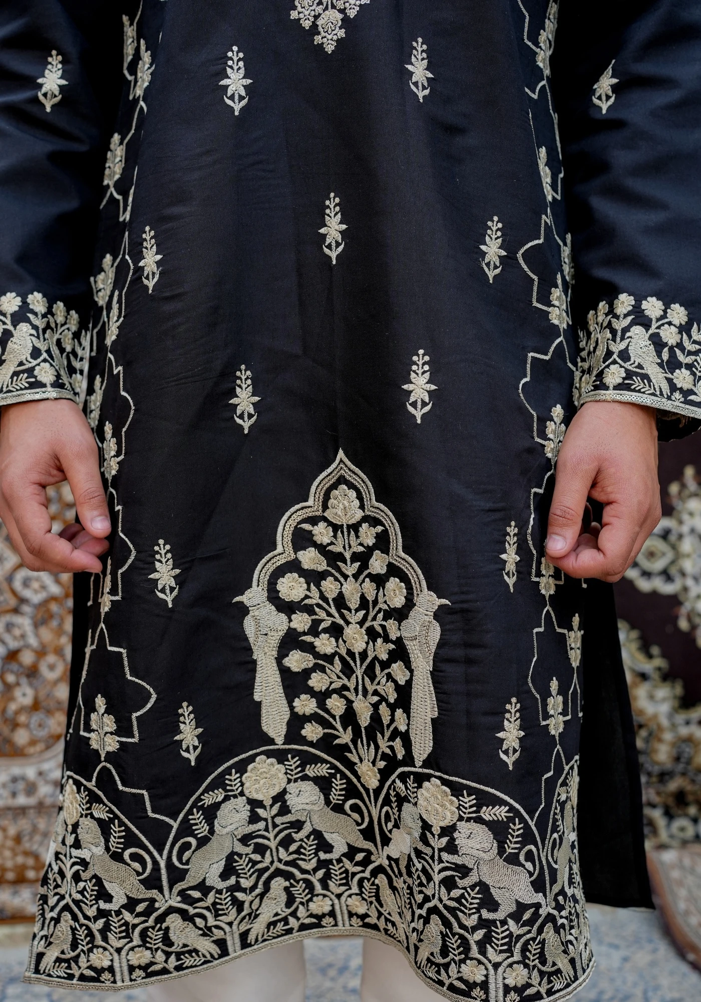 Midnight Black Gulnaar Mehraab Embroidered Kurta - view 5