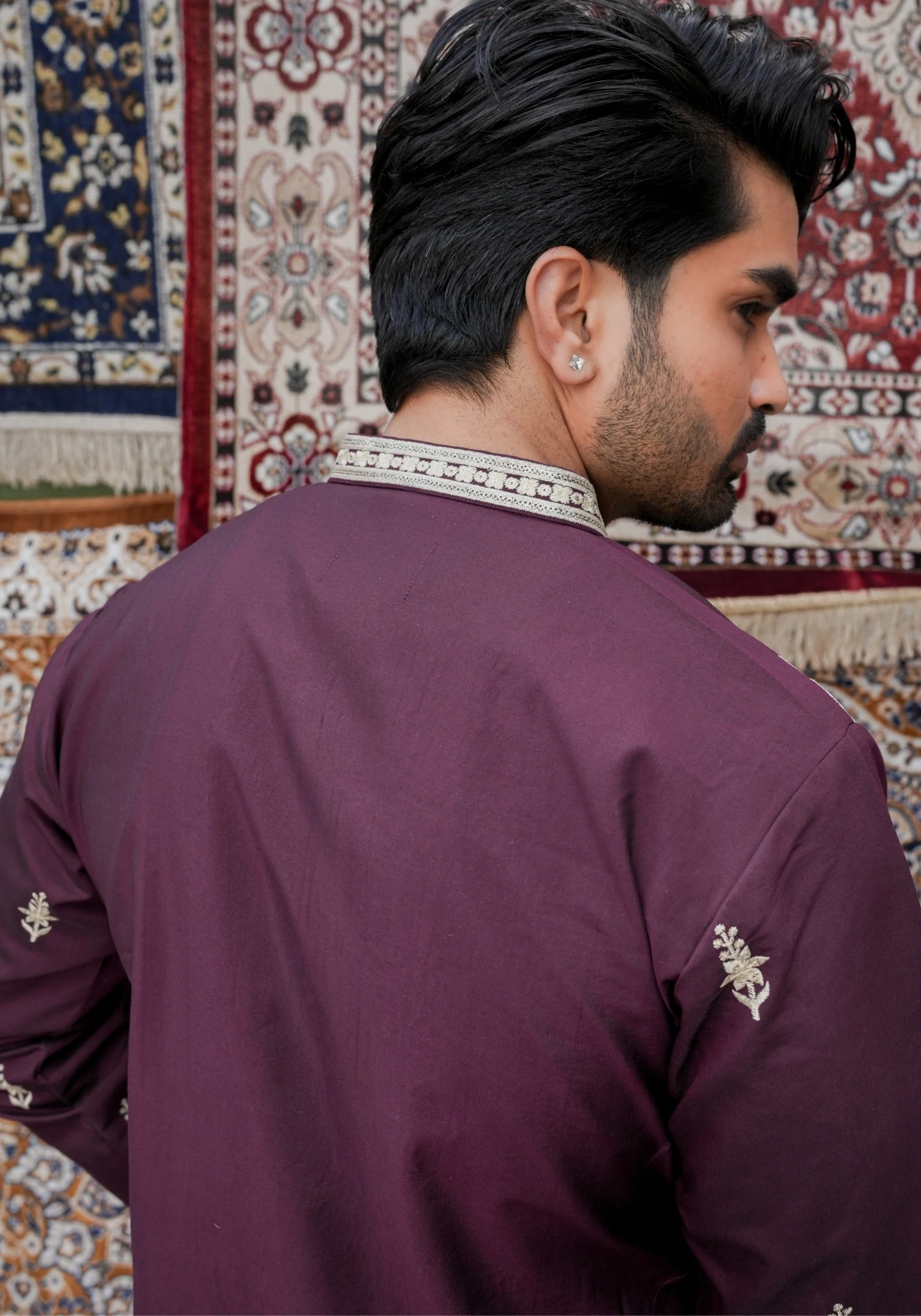 Vintage Wine Gulnaar Mehraab Embroidered Kurta - view 3