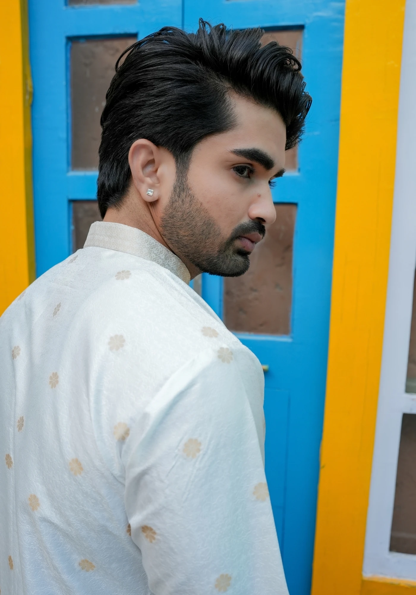 Ivory Bunaavat Pashu Baagh Jacquard Front Open Kurta - view 3