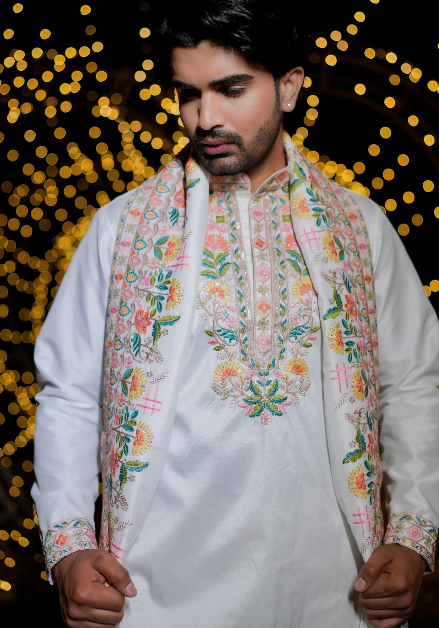 White Gulnaar Gulistaan Embroidered Kurta Pant with Dupatta - view 2