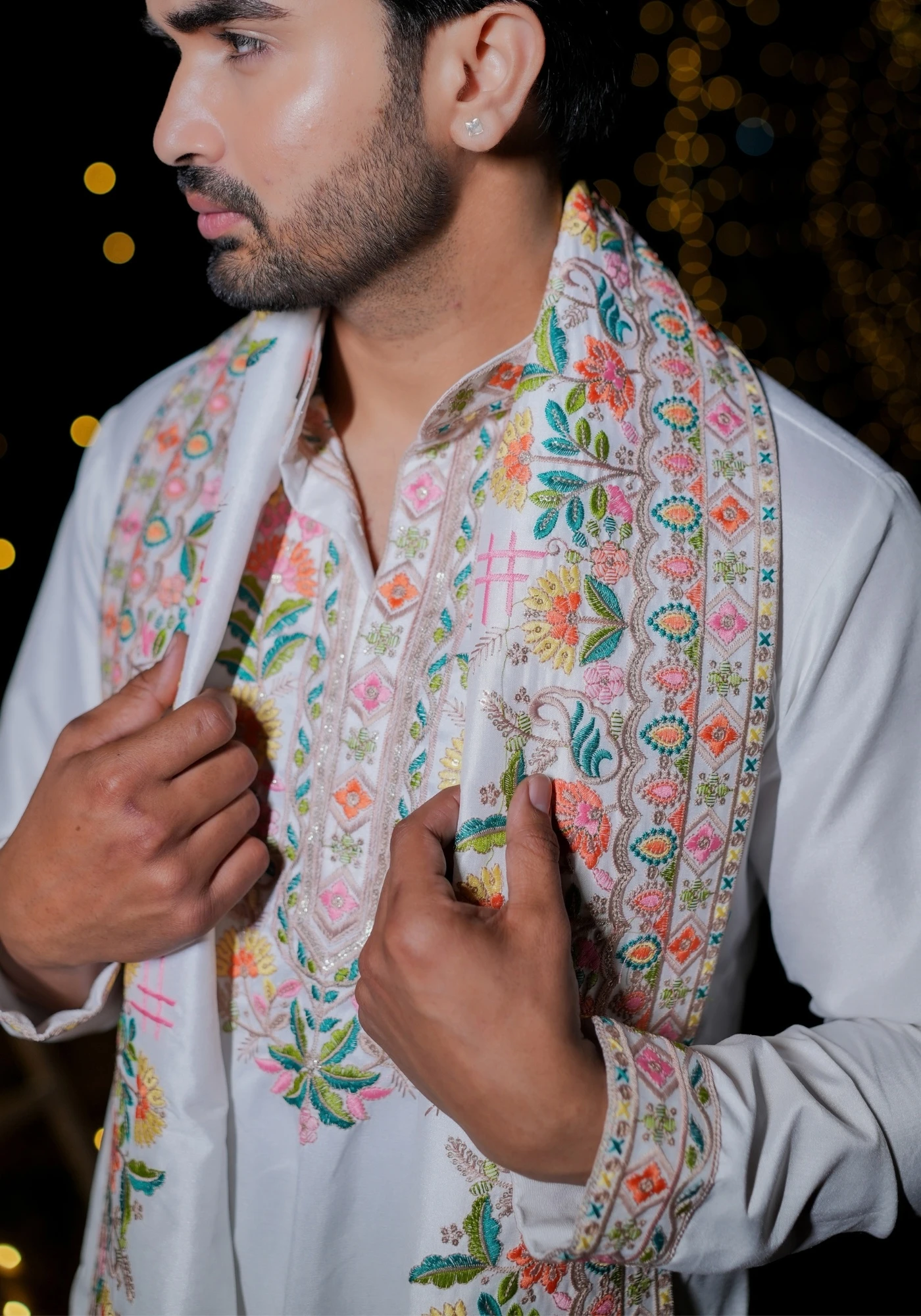 White Gulnaar Gulistaan Embroidered Kurta Pant with Dupatta - view 3