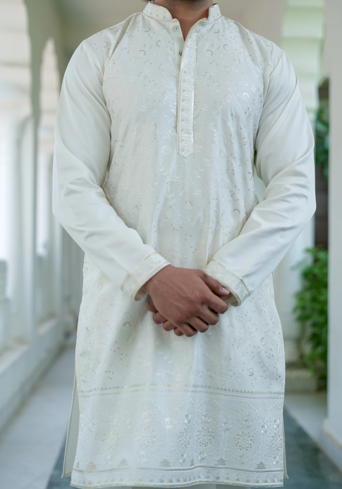 Ivory Noorjaal Chandni Embroidered Kurta Pant with Dupatta - view 2