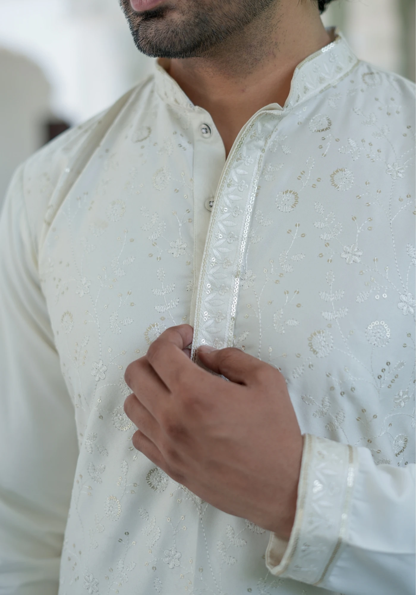 Ivory Noorjaal Chandni Embroidered Kurta Pant with Dupatta - view 3