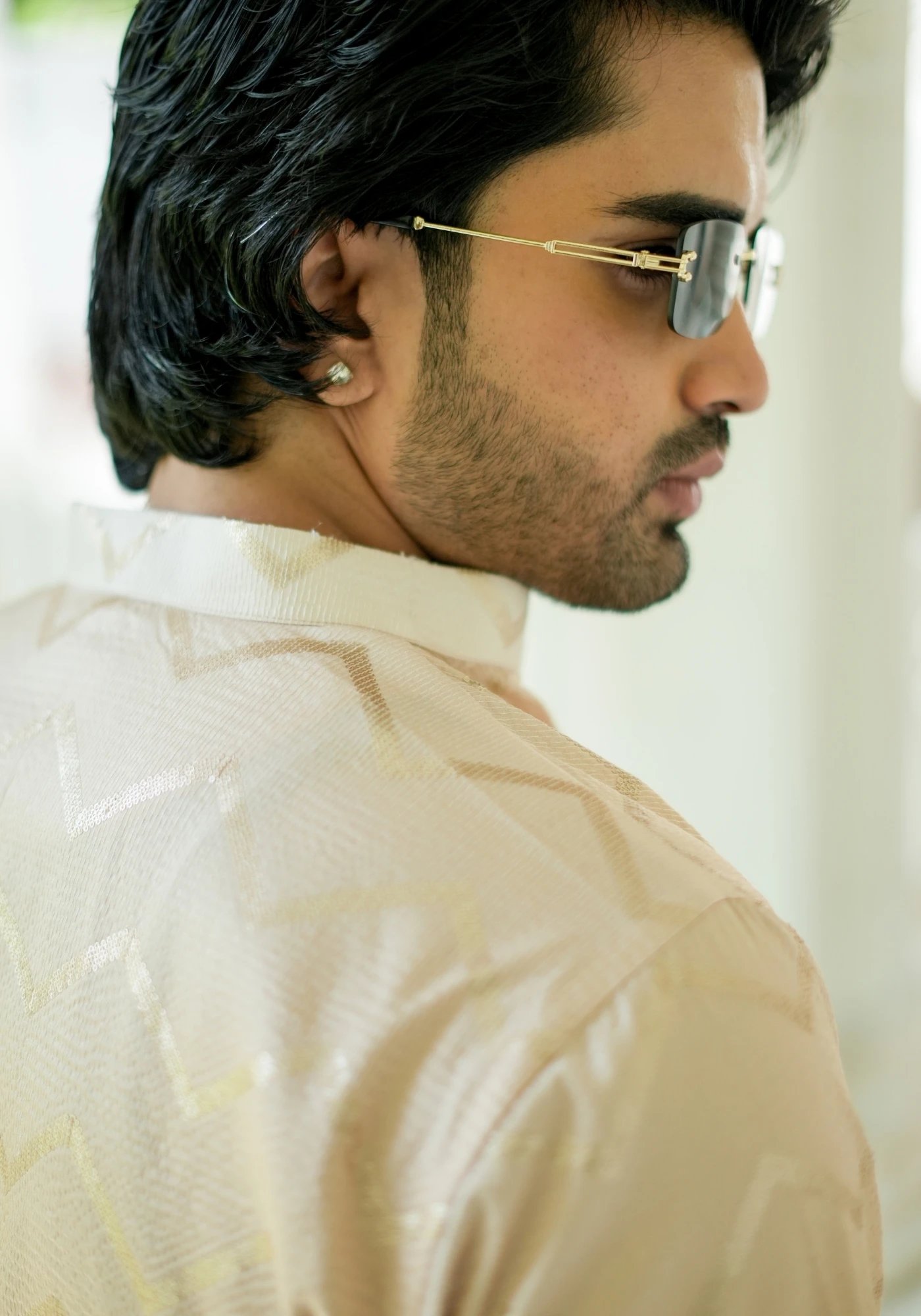 Honey Gold Nazakat Tarangrekha Self Woven Ombre Kurta - view 6