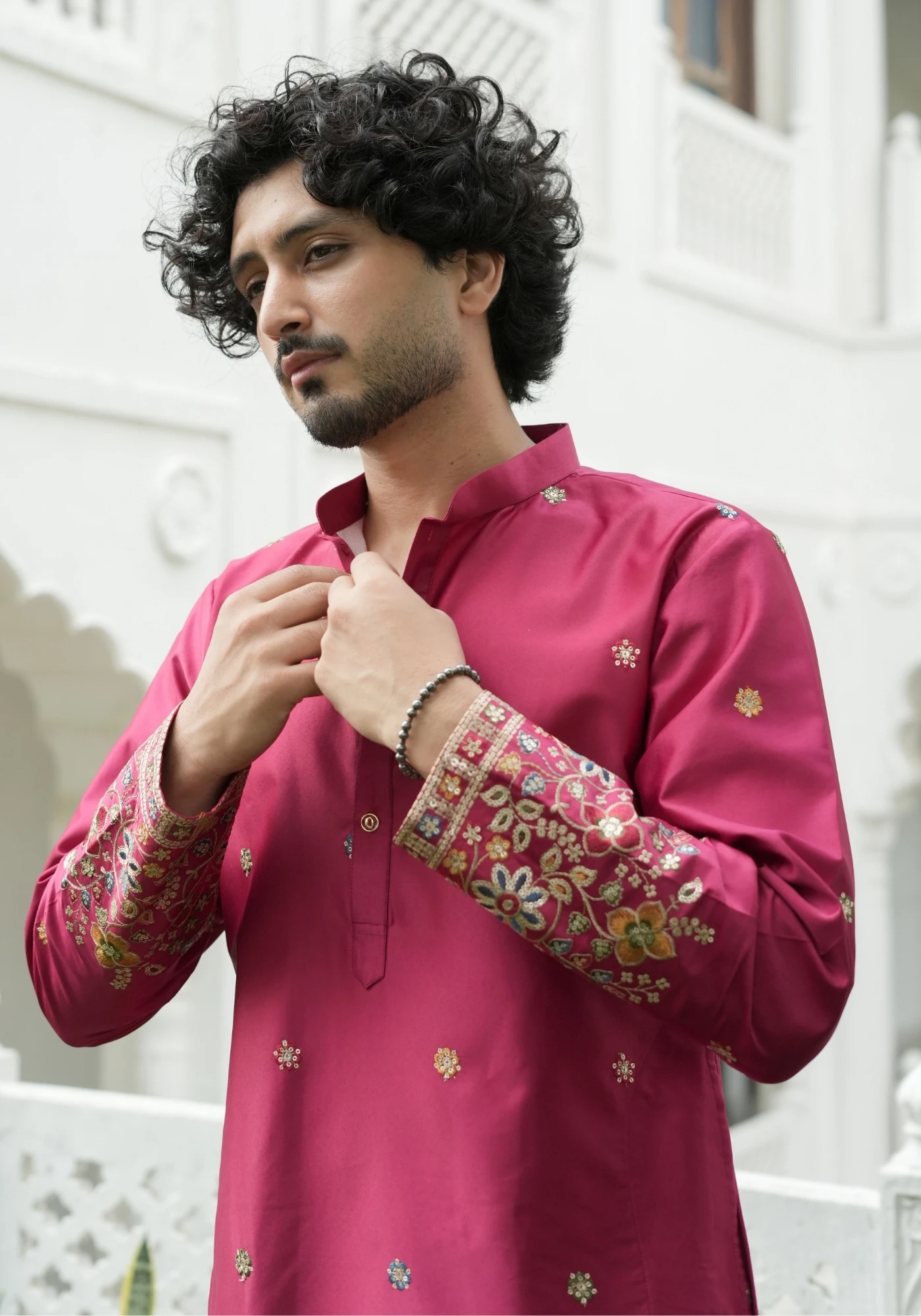 Magenta Pink Noorjaal Gulrang Embroidered Kurta - view 4
