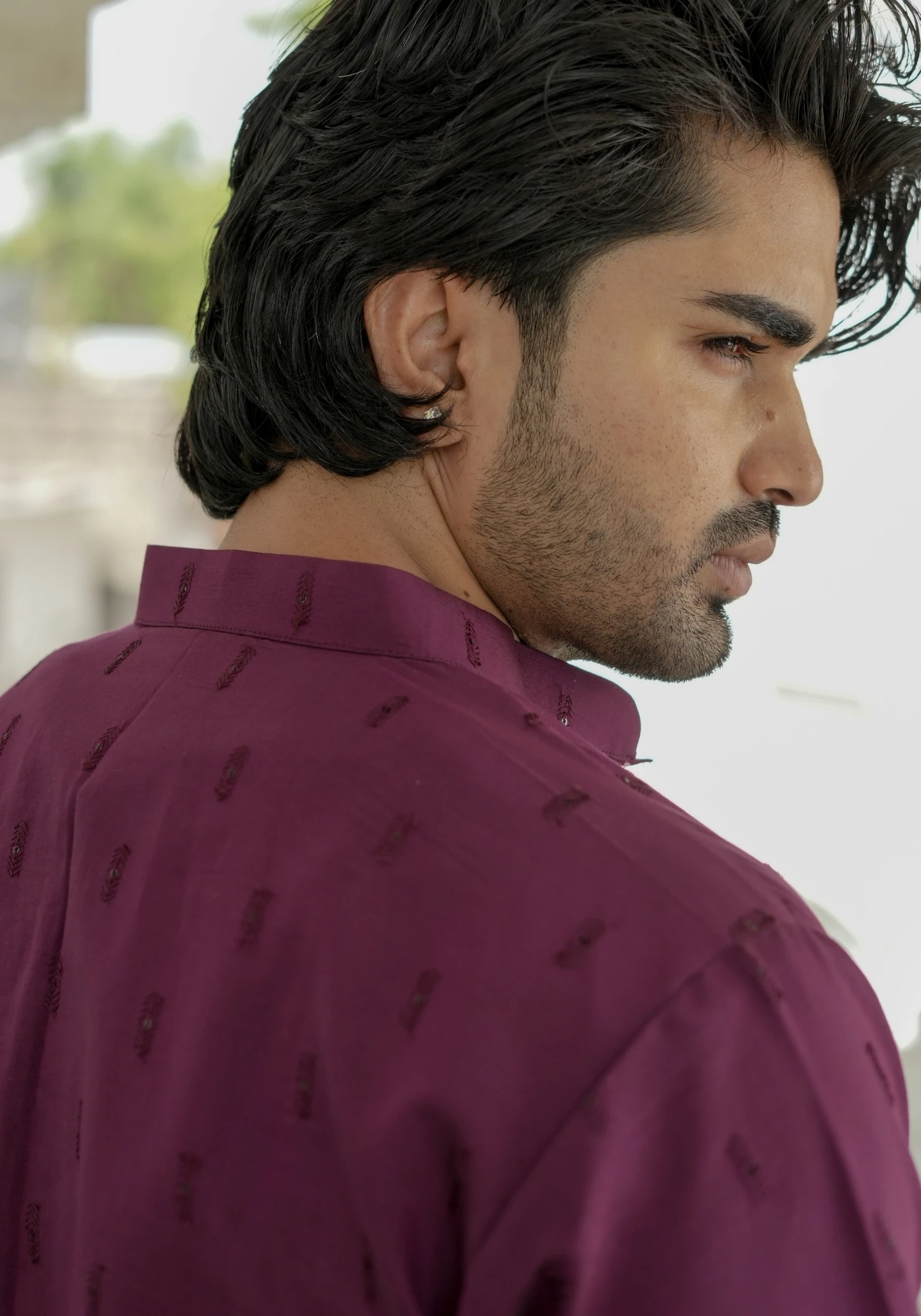 Vintage Wine Nazakat Sutra Embroidered Kurta - view 3