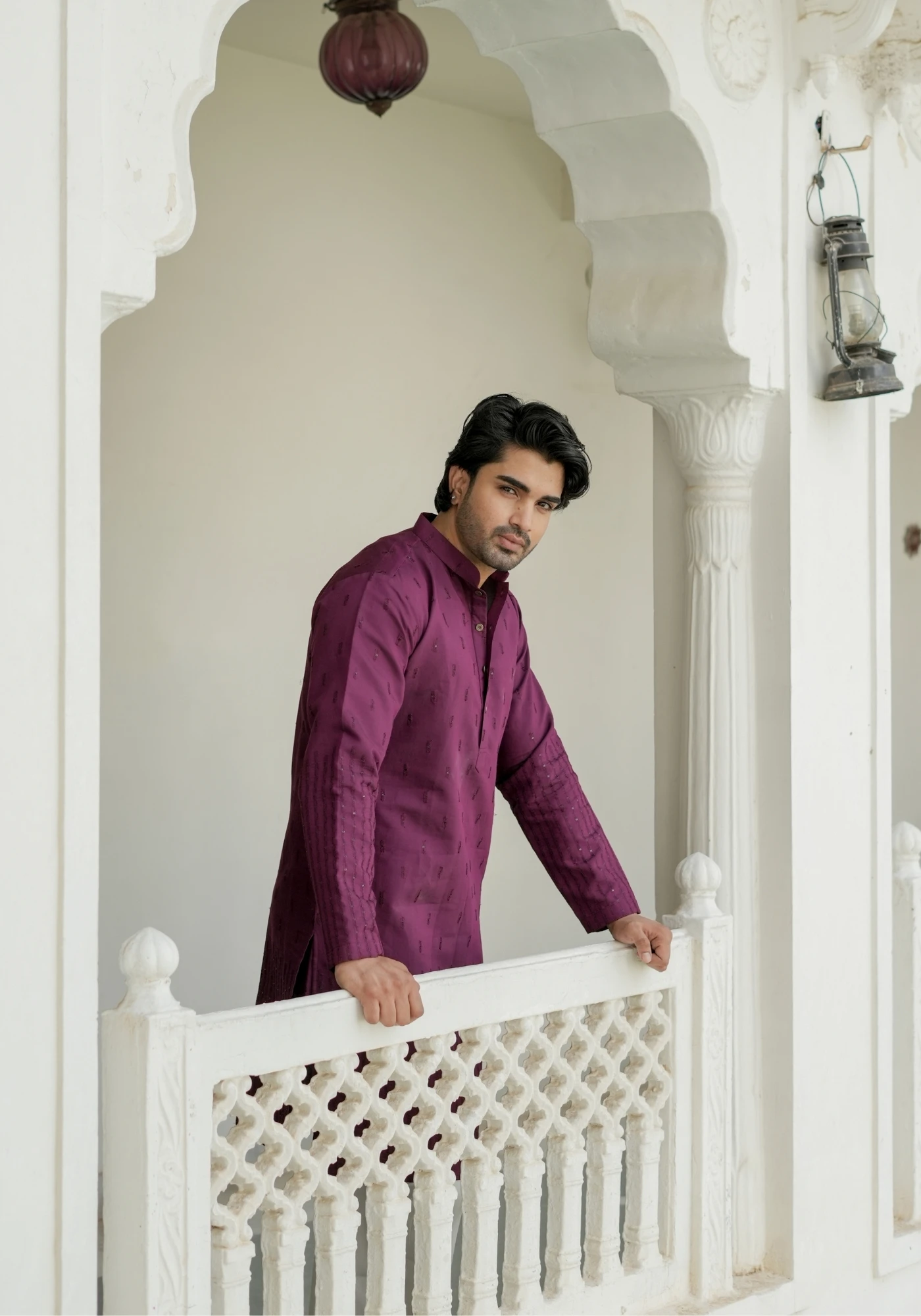 Vintage Wine Nazakat Sutra Embroidered Kurta - view 6