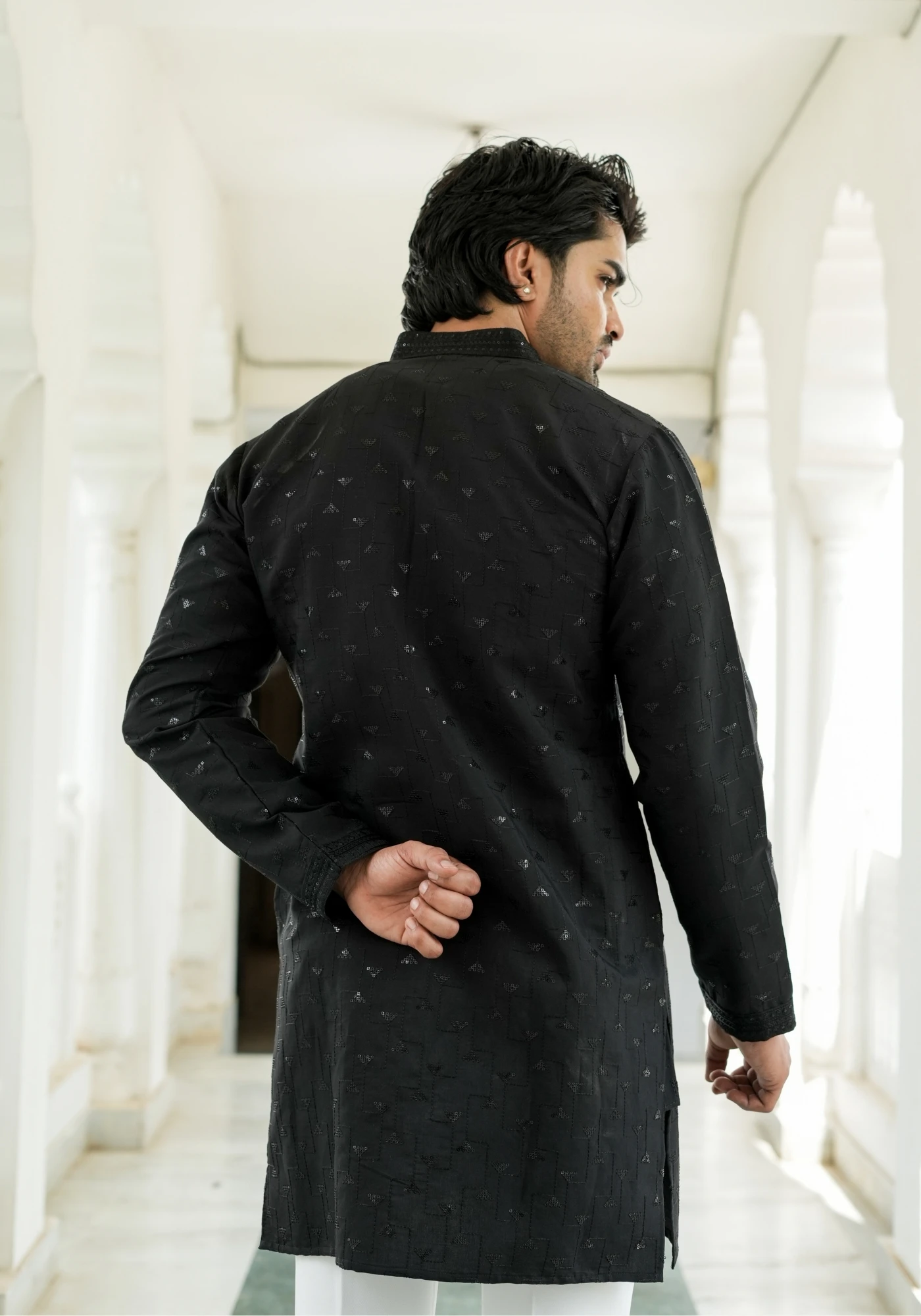 Midnight Black Nazakat Karigar Embroidered Kurta - view 3