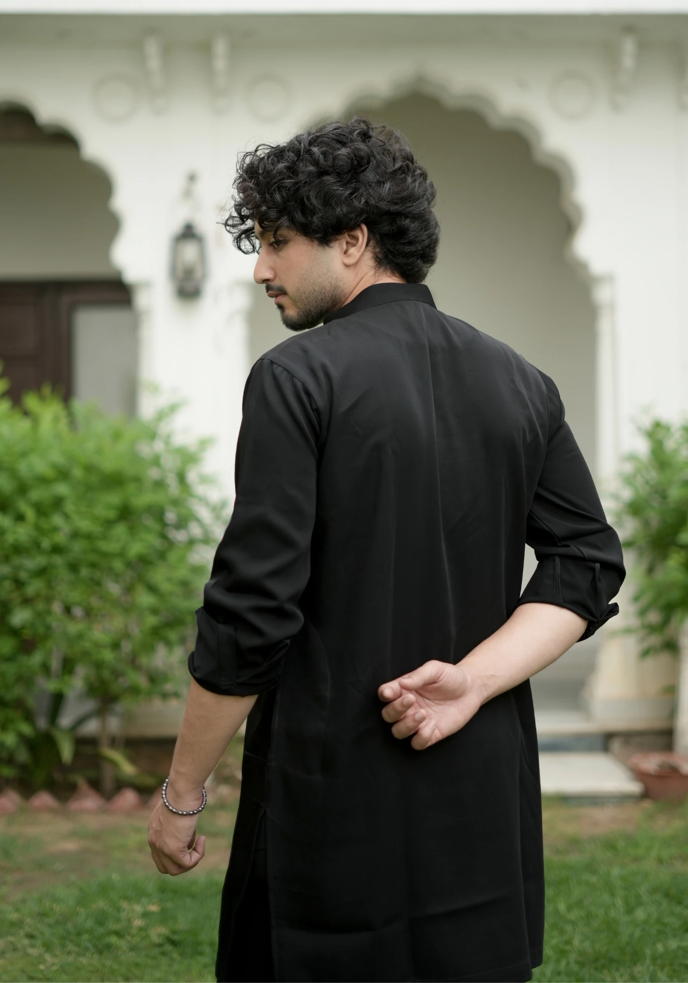 Classic Black Riwaayat Shastra Pathani Kurta Pant Set - view 3