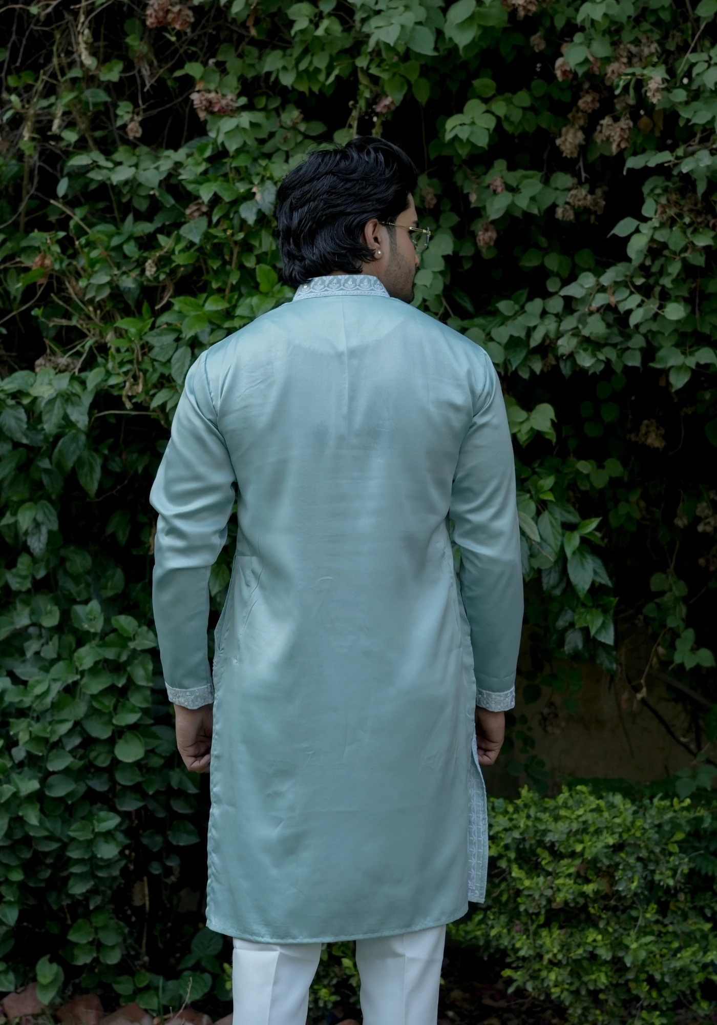 Ice Mint Noorjaal Rekha Embroidered Kurta Dupatta Set - view 3
