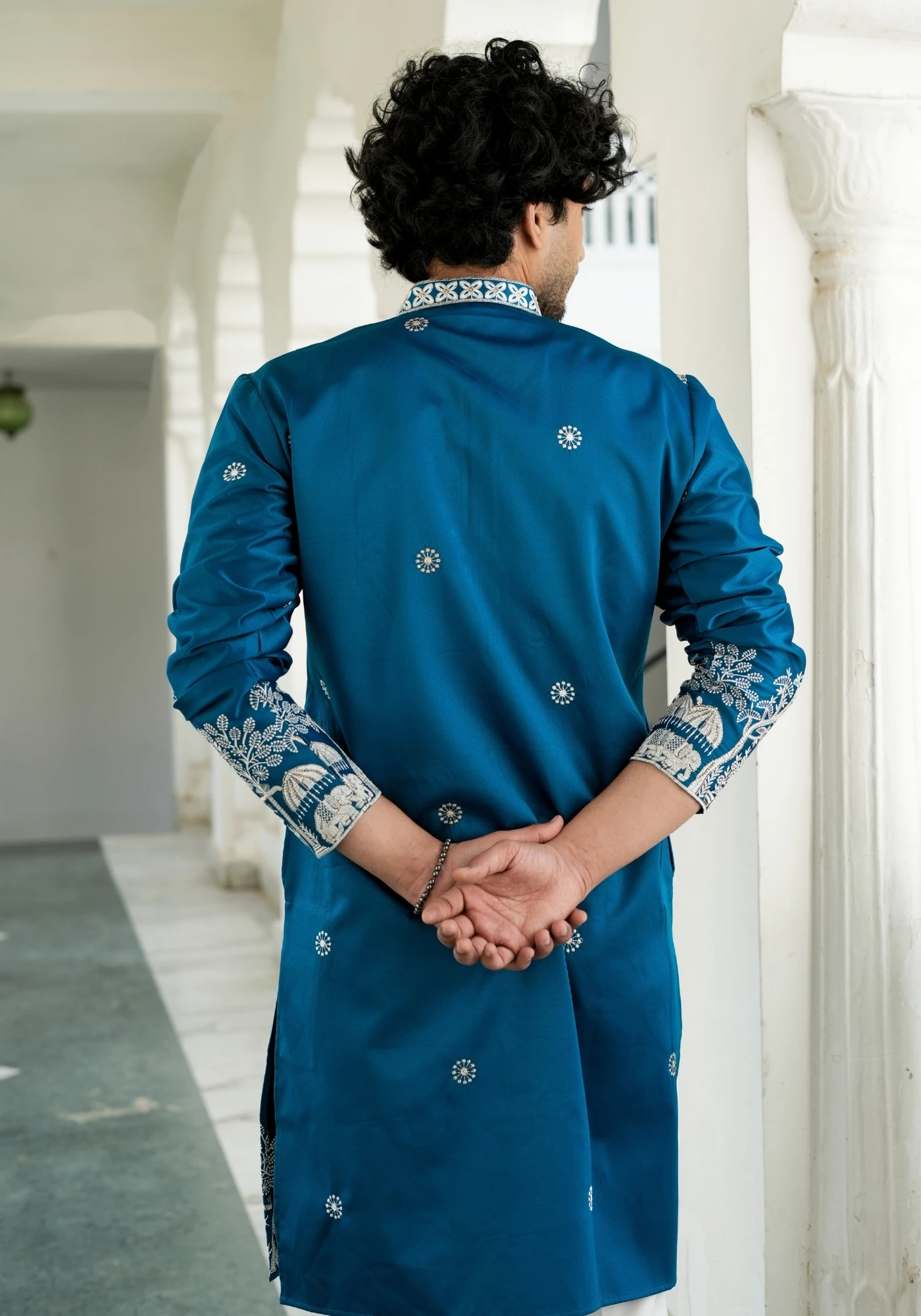Imperial Blue Sheher Naqsh Embroidered Kurta - view 4