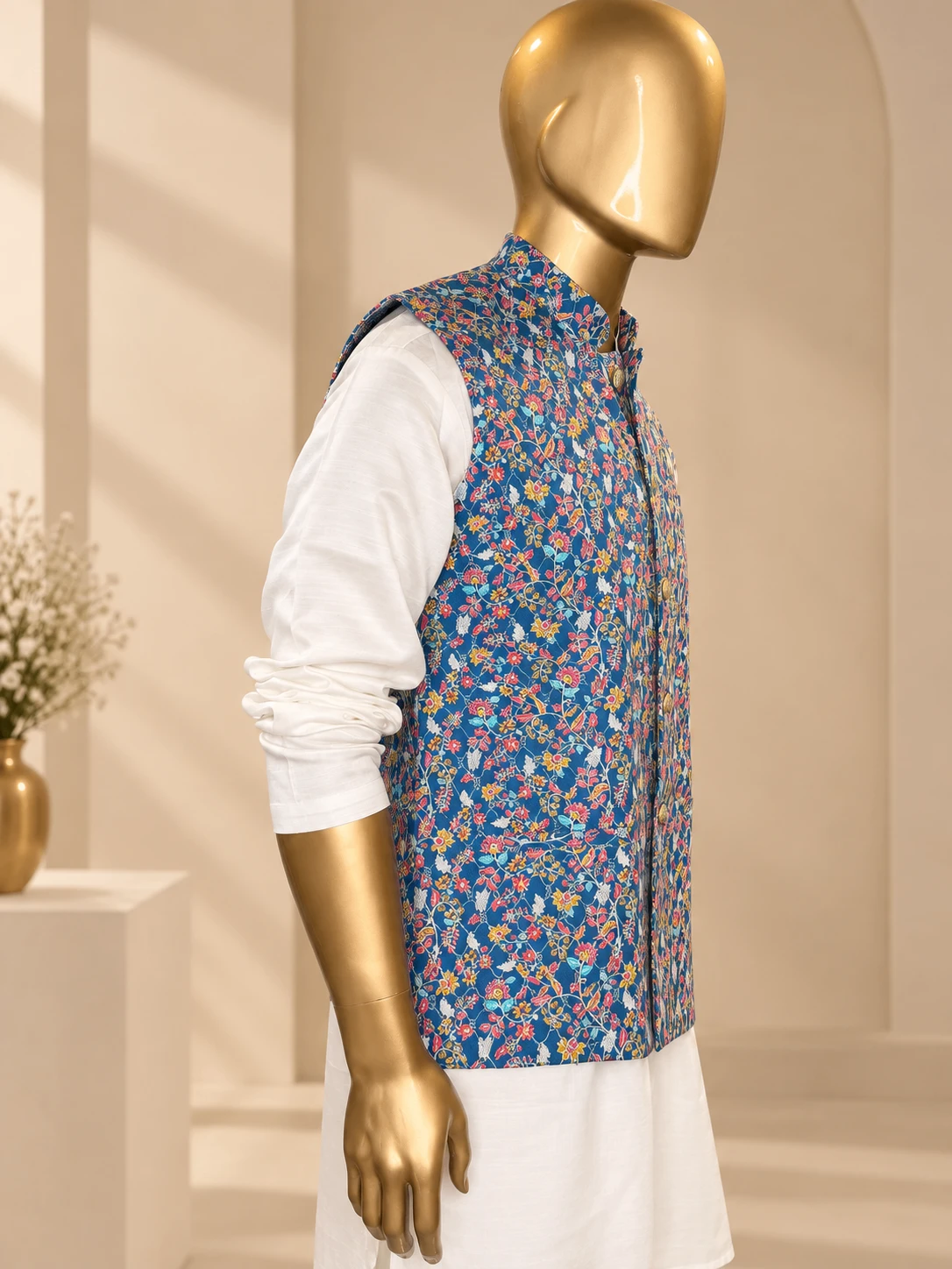 Royal Blue Riwaayat Sequin Embroidered Koti - view 2