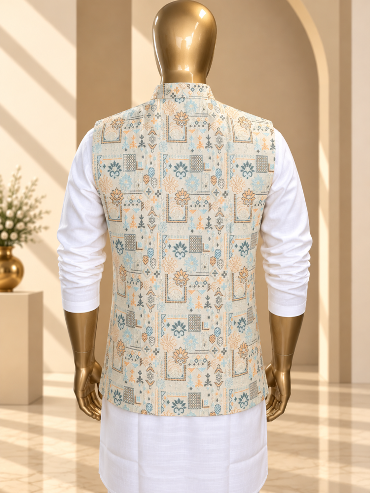 Heritage Blue Riwaayat Woven Koti - view 2