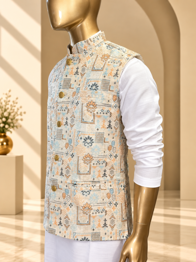 Heritage Blue Riwaayat Woven Koti - view 4