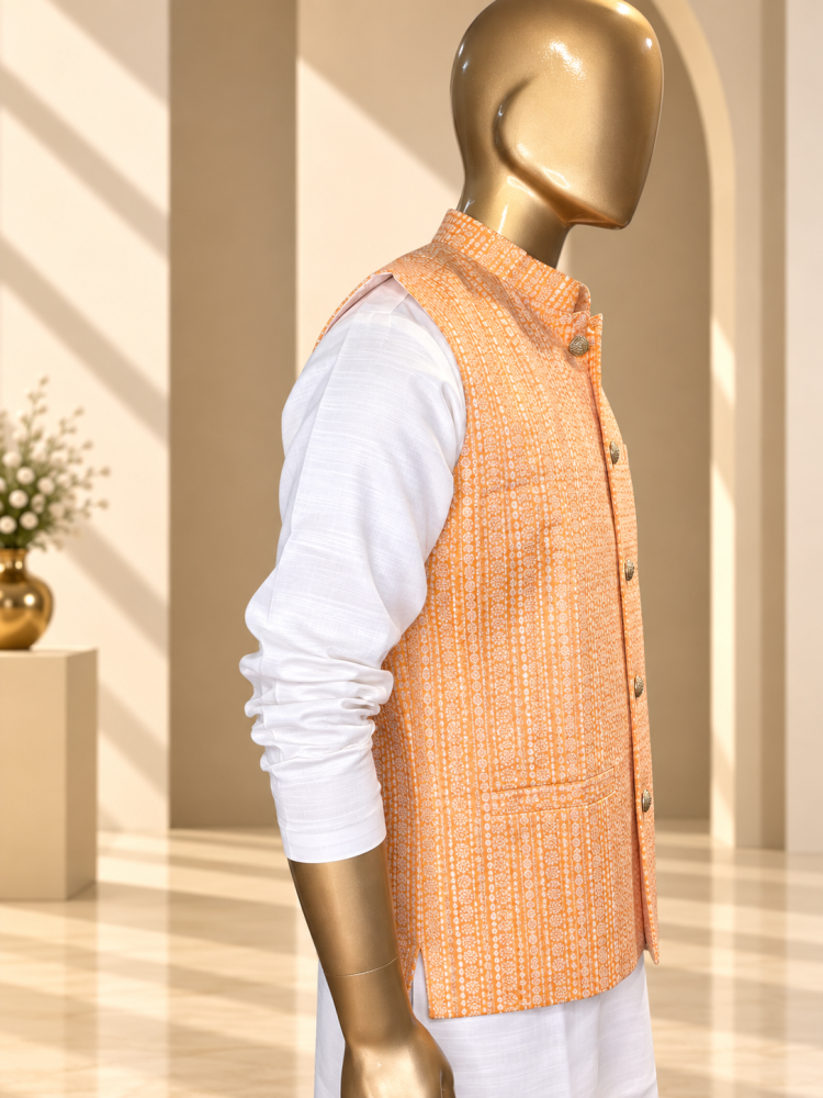 Peach Riwaayat Rekha Woven Koti - view 3