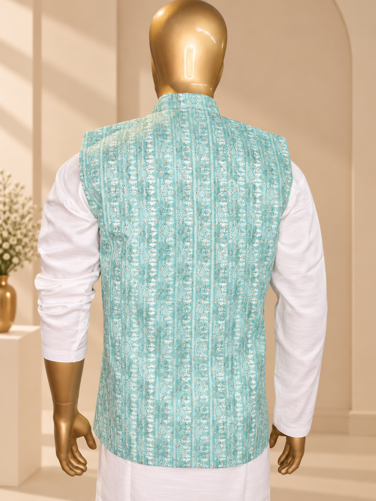 Seagreen Riwaayat Sequin Embroidered Koti - view 4