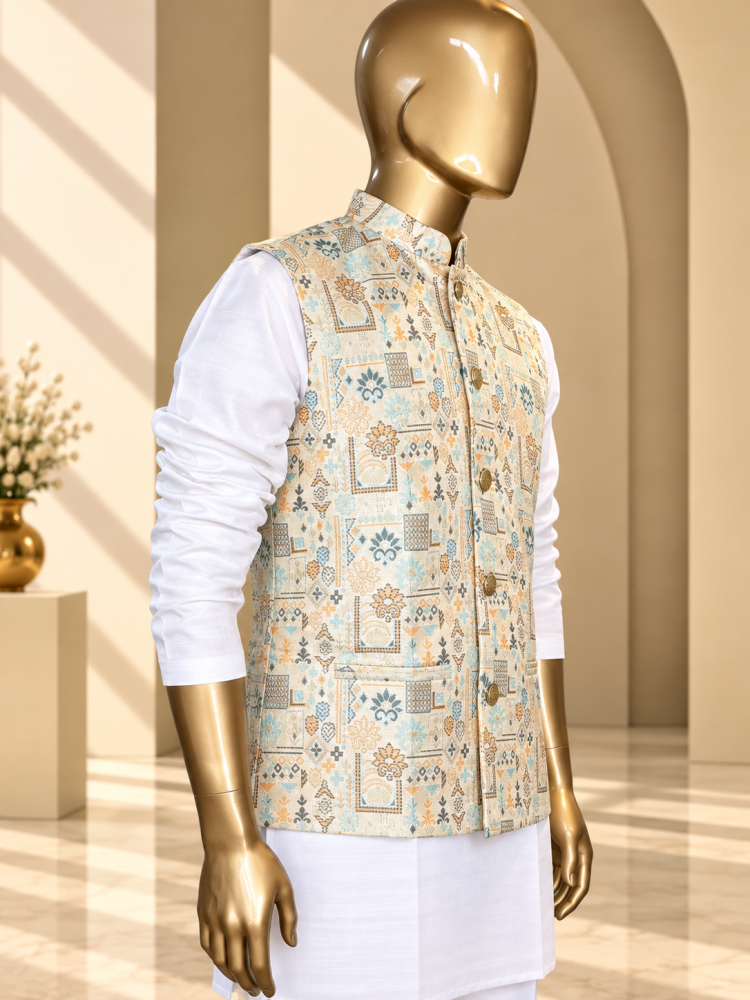 Heritage Blue Riwaayat Woven Koti - view 3