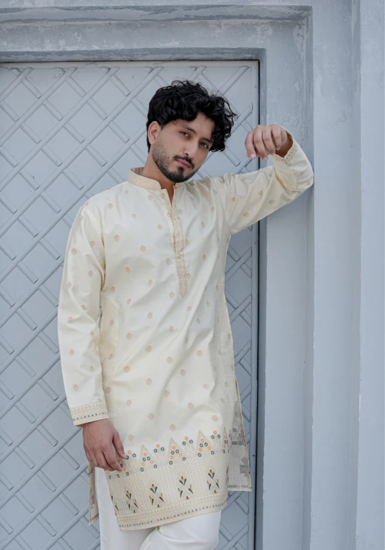 Ivory Cream Gulnaar Shikhar Jacquard Kurta