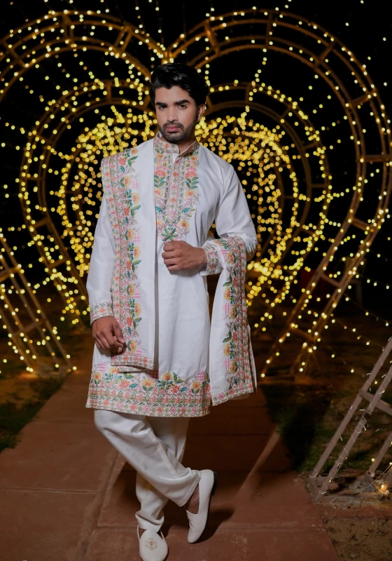 White Gulnaar Gulistaan Embroidered Kurta Pant with Dupatta