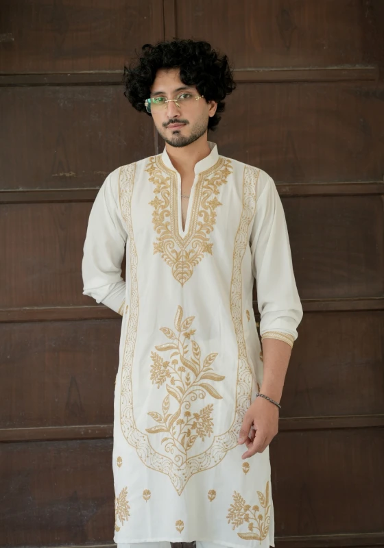 Ivory Gulnaar Gulkaar Embroidered Kurta