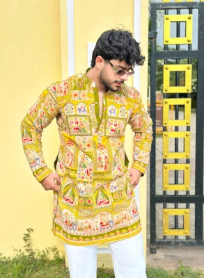 Mustard Rangrez Darbaar Resham Embroidered Kurta - Mustard