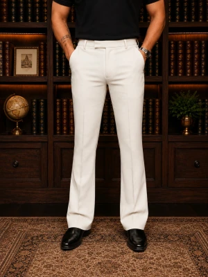 White Bootcut Trousers - White