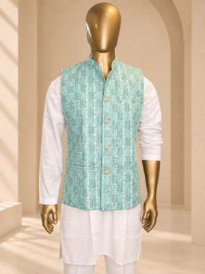 Seagreen Riwaayat Sequin Embroidered Koti - Green