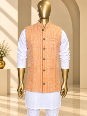Peach Riwaayat Rekha Woven Koti - Peach