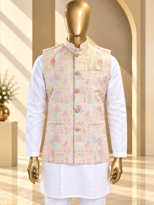 Heritage Pastel Riwaayat Woven Koti - Pastel Pink